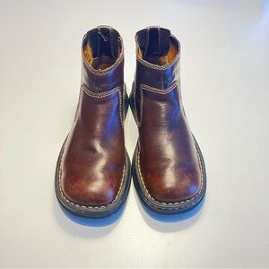 Born brown leather ankle boots/ slip on /chunky/ womens size 8 /EU 39